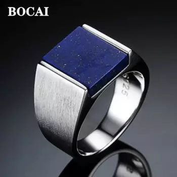 Мужское кольцо из серебра 100% пробы с натуральным лазуритом