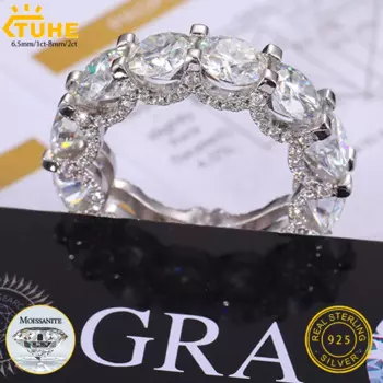 Мужское кольцо из серебра 6,5 пробы, с муассанитом 925/8 мм