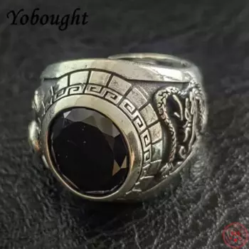 Мужское кольцо из серебра 925 пробы с цирконом, регулируемый размер