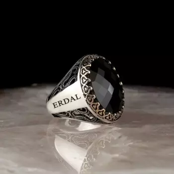 Мужское кольцо из серебра 925 пробы, с натуральным Цирконом