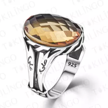 Мужское кольцо из серебра 925 пробы с натуральным зултанитом