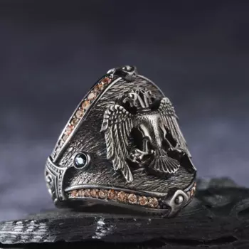 Мужское кольцо из серебра 925 пробы, с натуральным камнем