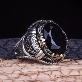 Мужское кольцо из серебра 925 пробы, с натуральным камнем