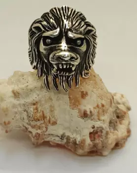 Мужское кольцо из серебра 925 пробы с головой вращающегося льва
