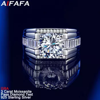 Мужское кольцо из серебра 925 пробы с бриллиантами 3 карата