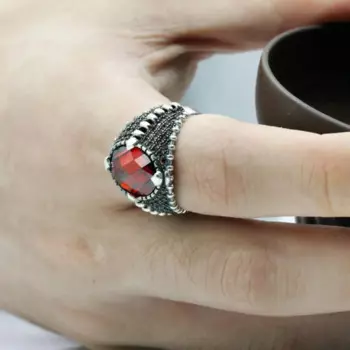 Мужское кольцо из серебра 925 пробы, с натуральным Цирконом