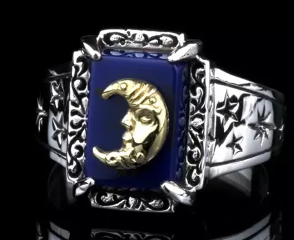 Мужское кольцо из тайского серебра 100% пробы с лазуритом