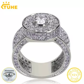 Мужское кольцо с муассанитом, серебро 925 пробы, 11 мм