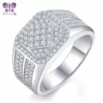 Мужское обручальное кольцо AButterfly из серебра 925 пробы с муассанитом