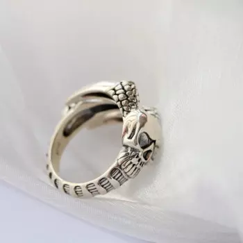 Мужское Открытое кольцо из серебра 925 пробы, с черепом