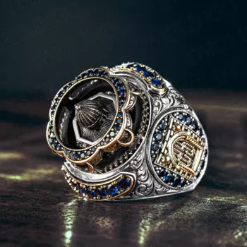 Мужское серебряное кольцо с фианитом, мусульманское религиозное кольцо