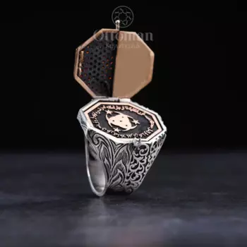 Мужское серебряное кольцо с гравировкой, регулируемый размер