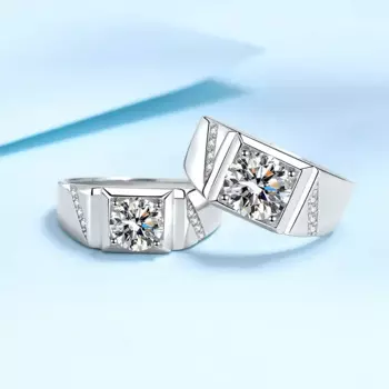 Мужское серебряное кольцо с муассанитом, 2 карата