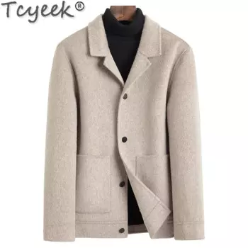 Мужское теплое пальто Tcyeek из 90% шерсти, деловая повседневная куртка из натуральной шерсти, мужские пальто, зимняя одежда 2024, Мужское пальто