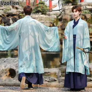 Мужское традиционное китайское платье ханьфу с вышивкой, традиционный костюм народного танца старой династии Хань, карнавальный костюм для косплея