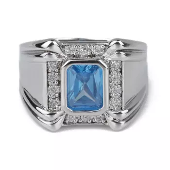 Мужское ювелирное изделие, 925 пробы, серебряное кольцо с тяжелым родиевым покрытием, широкий диапазон 7x9 мм, фианит, CZ обручальное кольцо для мужчин t R128W