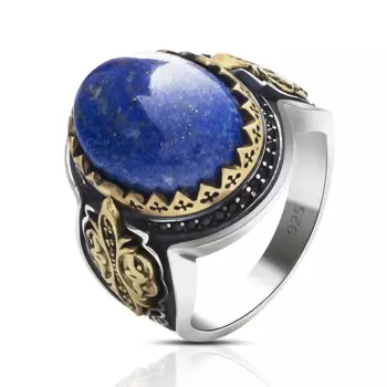 Мужское Винтажное кольцо из серебра 925 пробы с натуральным лазуритом