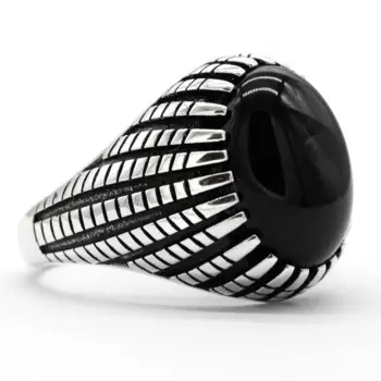 Мужское Винтажное кольцо из серебра 925 пробы с черным натуральным агатом