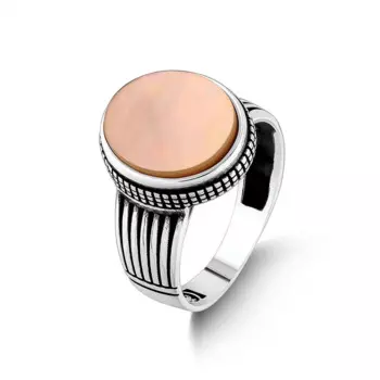 Мужское Винтажное кольцо из серебра 925 пробы с белым агатом