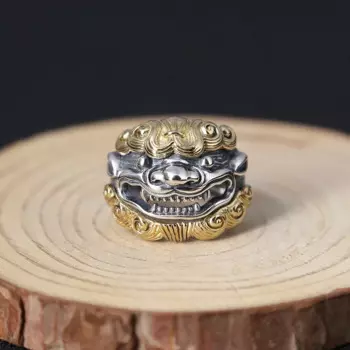 Мужское Винтажное кольцо из тайского серебра 925 пробы, двухцветное