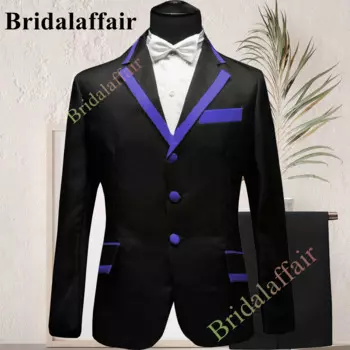 Мужской элегантный костюм Bridalaffair, черный свадебный смокинг для выпускного вечера, костюм для мужчин, 2 шт., блейзер, костюм, пиджак, брюки, мужской облегающий костюм