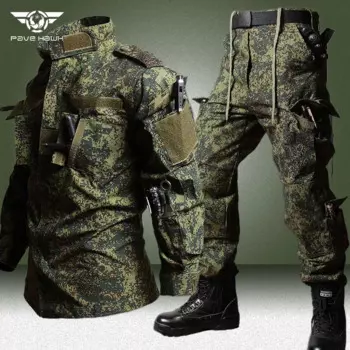 Мужской армейский костюм из куртки и брюк-карго, с карманами