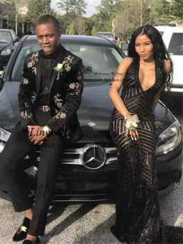 Мужской бархатный костюм из двух предметов, блейзер и брюки