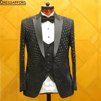 Мужской Блейзер и брюки, черные бриллианты, 2 шт.