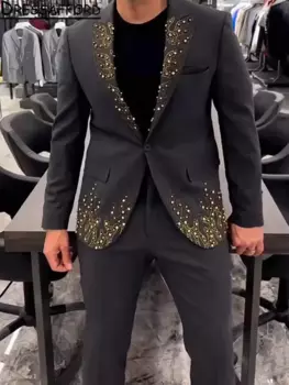 Мужской Блейзер и брюки, серого цвета