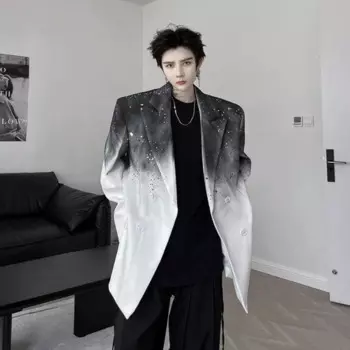 Мужской Блейзер, пальто, ретро-пиджак с градиентным дизайном ручной росписи, мужской высококлассный костюм с подкладкой на плечах