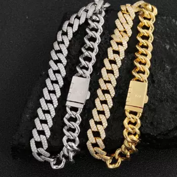 Мужской браслет из серебра 925 пробы, с фианитом