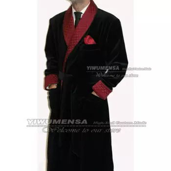 Мужской черный пиджак для курения на весну/осень, стеганые лацканы, дизайнерские Костюмные куртки, одежда для жениха, свадебные смокинги, мужской костюм, пальто