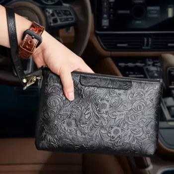 Мужской деловой клатч ручной работы из натуральной кожи, кредитница, Длинный кошелек для телефона, вместительная сумочка-тоут