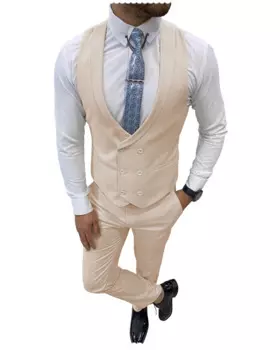 Мужской деловой костюм, облегающие смокинги из двух предметов, жилет и брюки, костюм для выпускного вечера