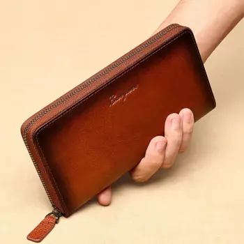 Мужской Длинный кошелек из кожи, с отделением для карт