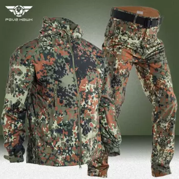 Мужской флисовый костюм из куртки с капюшоном и прямых брюк-Карго