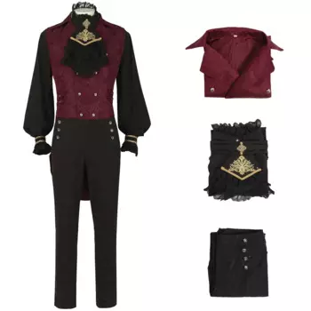 Мужской готический костюм, черный средневековый фрак джентльмена, черная рубашка, стимпанк, костюм вампира на Хэллоуин