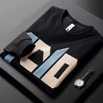 Мужской хлопковый свитер с длинным рукавом, разноцветный пуловер с вышивкой буквами и круглым вырезом, футболка для осени