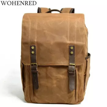 Мужской холщовый рюкзак, винтажный Водонепроницаемый Школьный рюкзак большой емкости, повседневный Многофункциональный рюкзак для ноутбука, студенческий рюкзак для мальчика