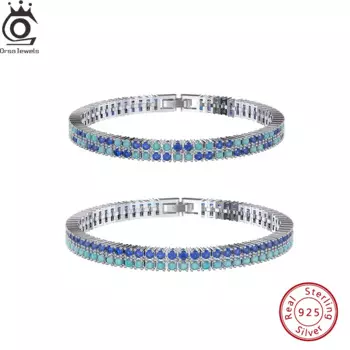 Мужской и женский браслет из серебра 925 пробы с фианитом 2 ряда