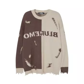 Мужской и Женский Свитер оверсайз с отверстиями и круглым вырезом