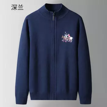 Мужской кардиган из 100% хлопка с вышивкой, черный, синий, зеленый, красный, вязаный свитер для мужчин, трикотажная одежда на молнии, верхняя одежда, куртки, осень-зима