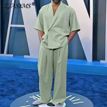 Мужской кардиган с рукавом до локтя и брюки с карманами