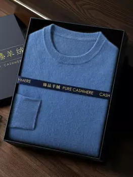 Мужской кашемировый пуловер с круглым вырезом и длинным рукавом