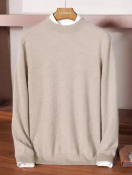 Мужской кашемировый свитер с ложным воротником, длинным рукавом