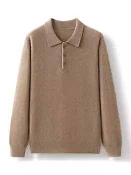 Мужской кашемировый свитер с воротником-поло, Осень-Зима 100%