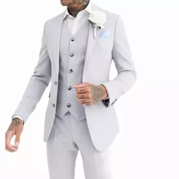 Мужской комплект из блейзера и брюк, облегающие смокинги для мужчин, костюм для выпускного вечера, блейзер + жилет + брюки