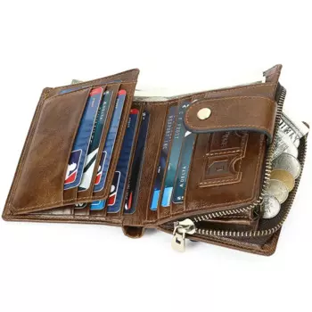 Мужской кошелек из натуральной кожи с RFID-блокировкой из воловьей кожи, многофункциональный мужской бумажник, высококачественный кожаный клатч для мужчин
