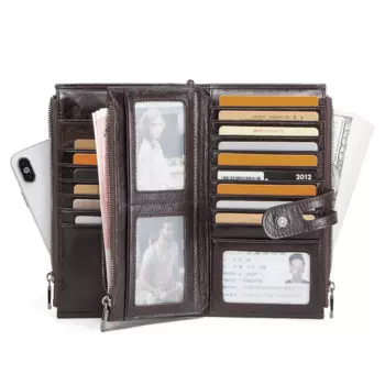 Мужской кошелек из натуральной кожи, удлиненный клатч для сотового телефона, Женский бумажник для мелочи, дорожная сумка для денег, мужской держатель для паспорта