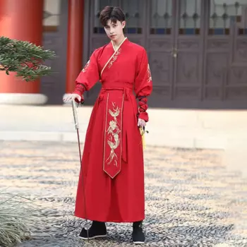 Мужской костюм Hanfu большого размера 5XL с вышивкой в старинном китайском стиле для костюмированной вечеринки на Хэллоуин, карнавал, женский красный костюм Hanfu большого размера 4XL